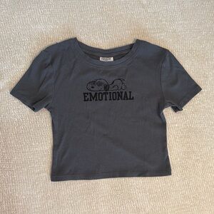 PEANUTS WORLDWIDE LLC snoopy emotional graphic shirt